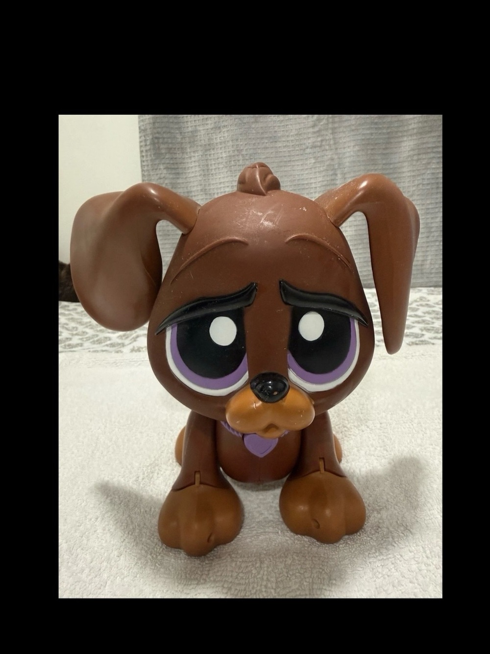 Brown Puppy Dog Toy with Purple Eyes - Unbranded